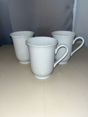 Pottery Barn White Porcelain Mugs - Set of 3
